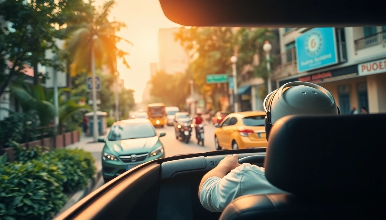 Find affordable options for cheap driver hire Bangkok, showcasing a private vehicle on a busy street.