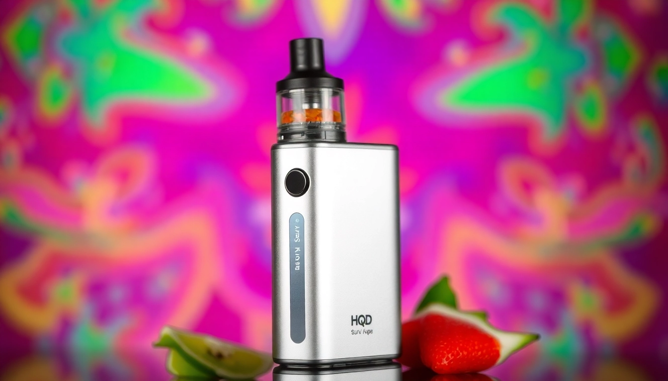 Buy HQD Surv kaufen: a stylish close-up of the HQD Surv Vape highlighting its vibrant flavors.