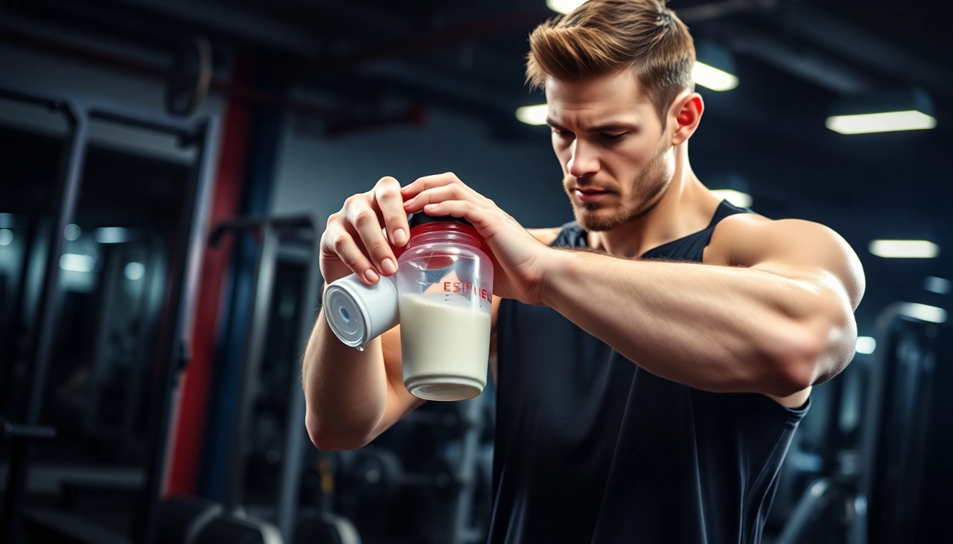 Mixing preworkout powder in a shaker bottle to boost energy before a workout session.