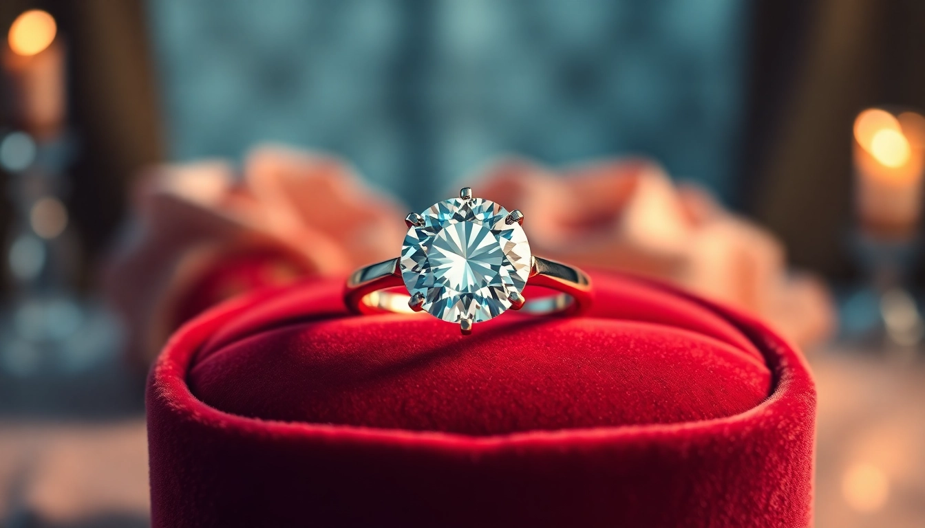 Stunning 2 Carat Engagement Rings featuring a brilliant diamond on velvet, captivating elegance.