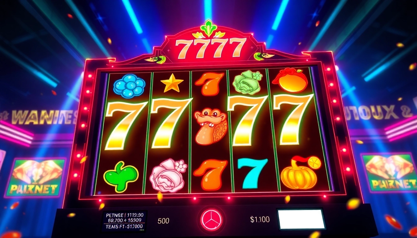 Engage in thrilling สล็อต777 action with vibrant graphics showcased on a lively slot machine.