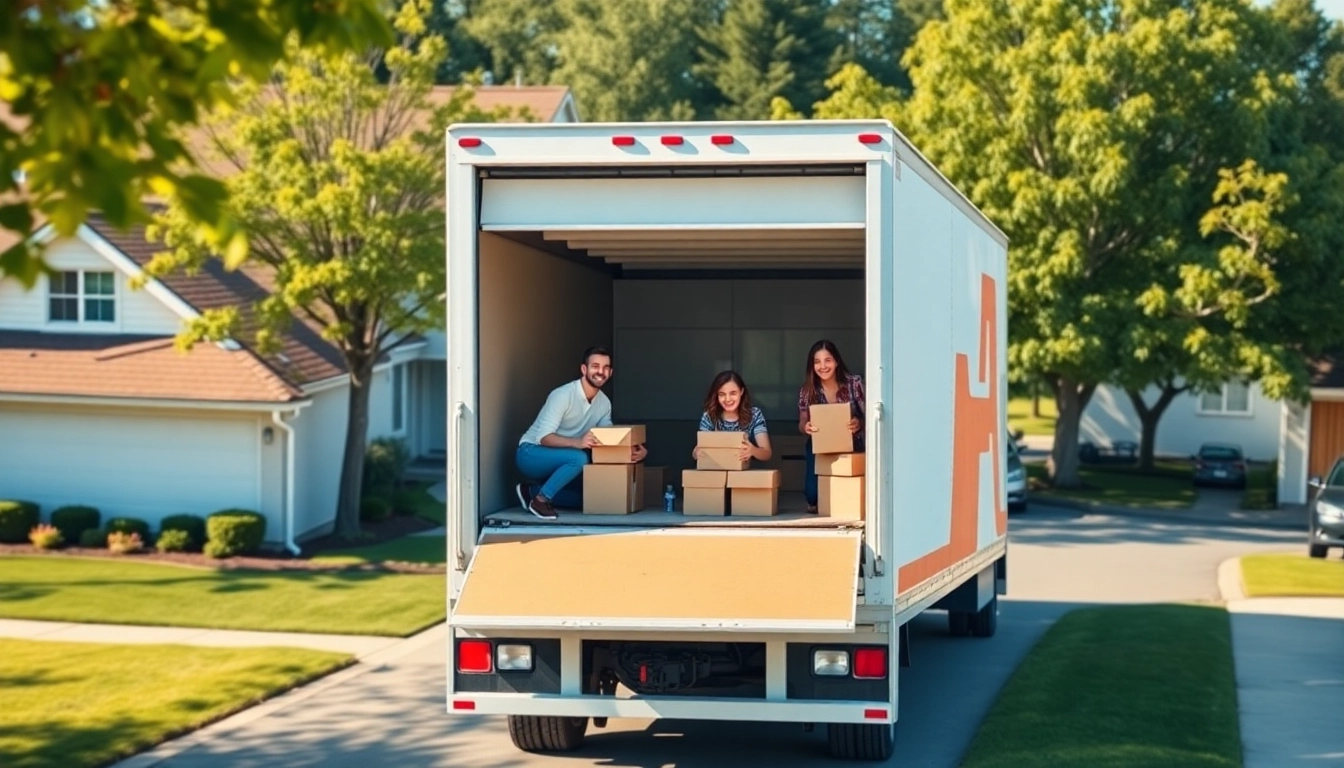 Efficient home removals Keighley with a family loading boxes into a moving truck.