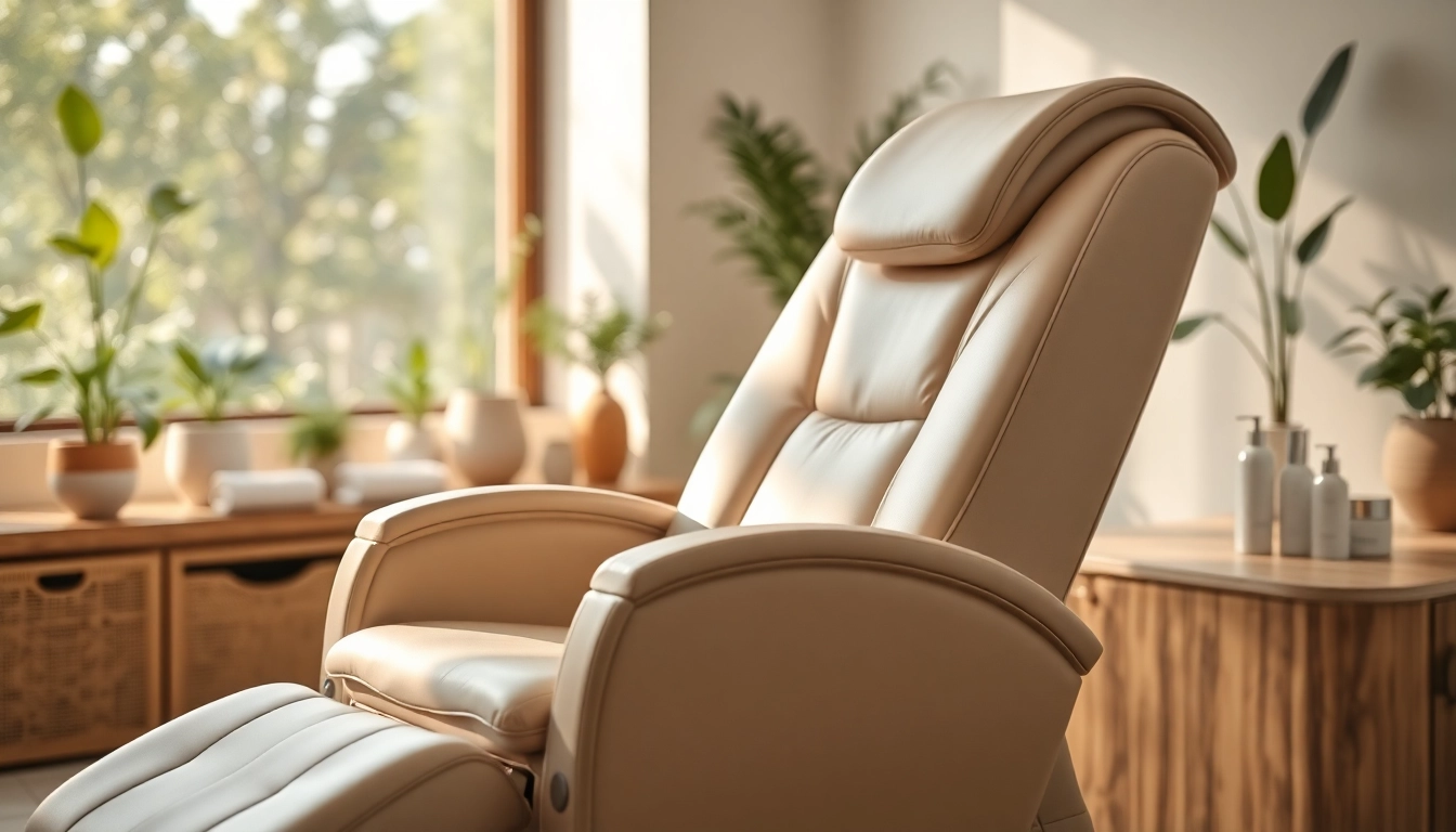 Setzen Sie sich auf die luxuriöse liegen Kosmetik in einem entspannenden Spa-Ambiente.