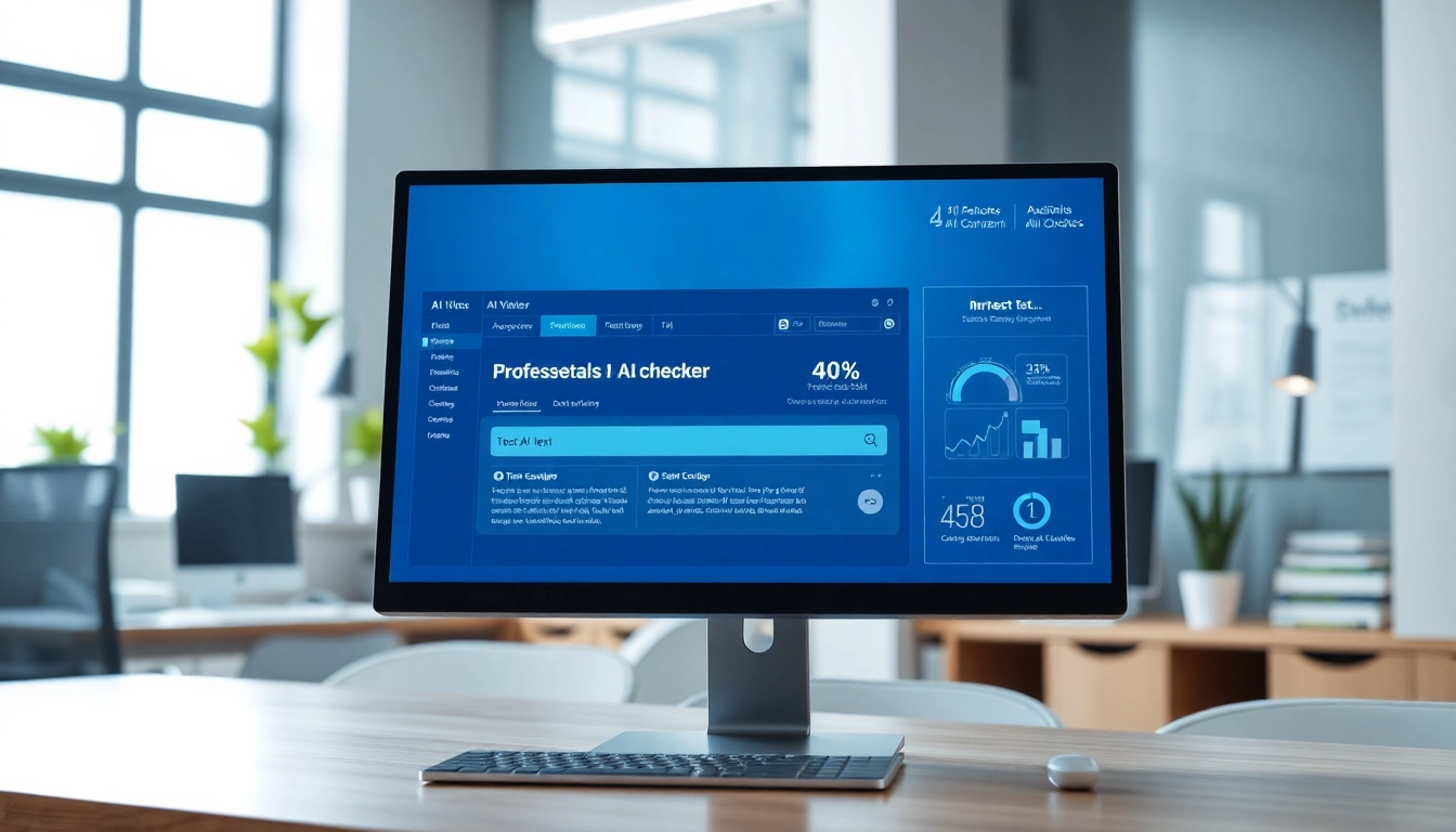 Analyze text using a reliable ai checker tool in a modern office setting