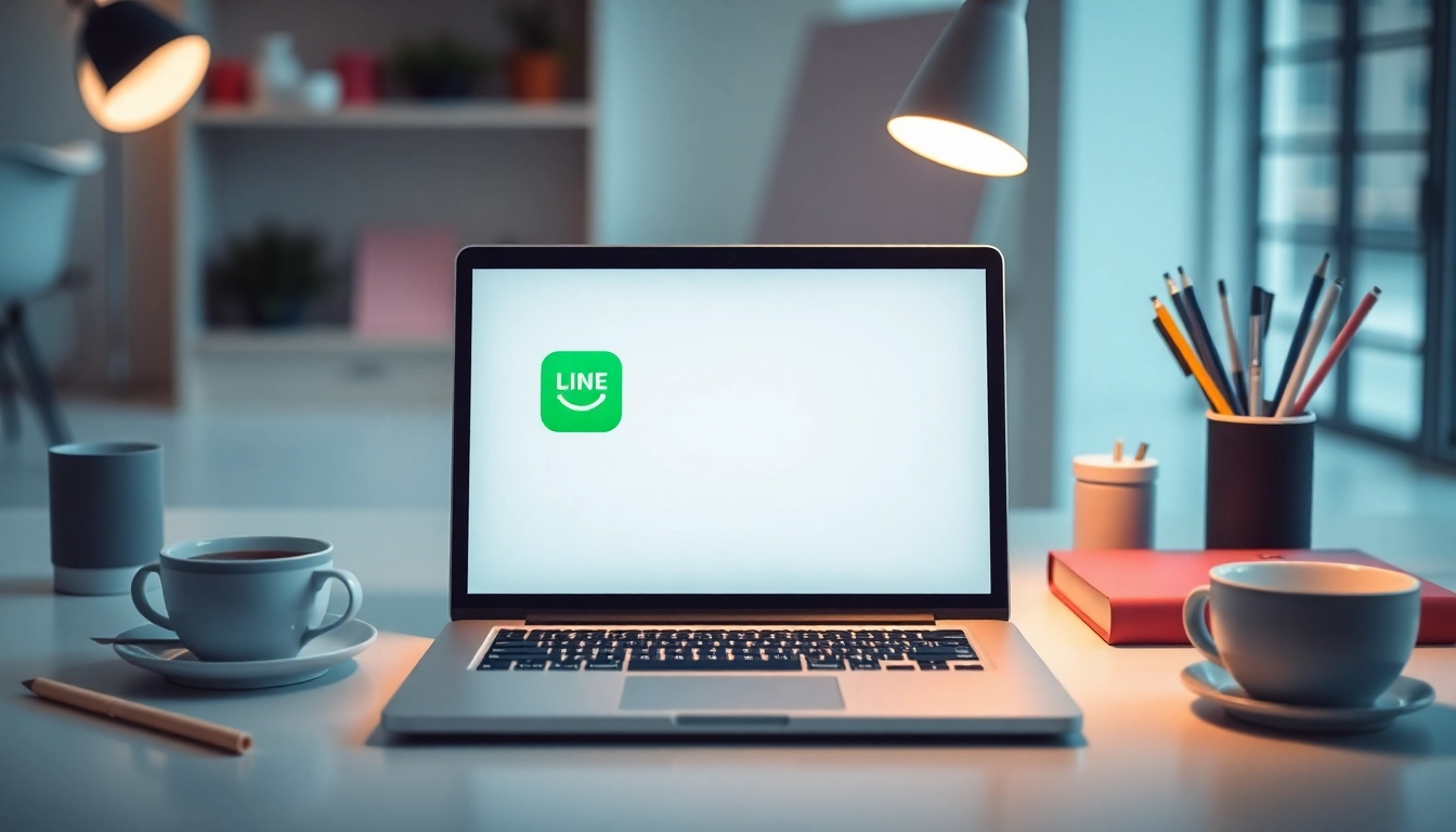 Download the LINE application for desktop, showing an engaging and modern interface.