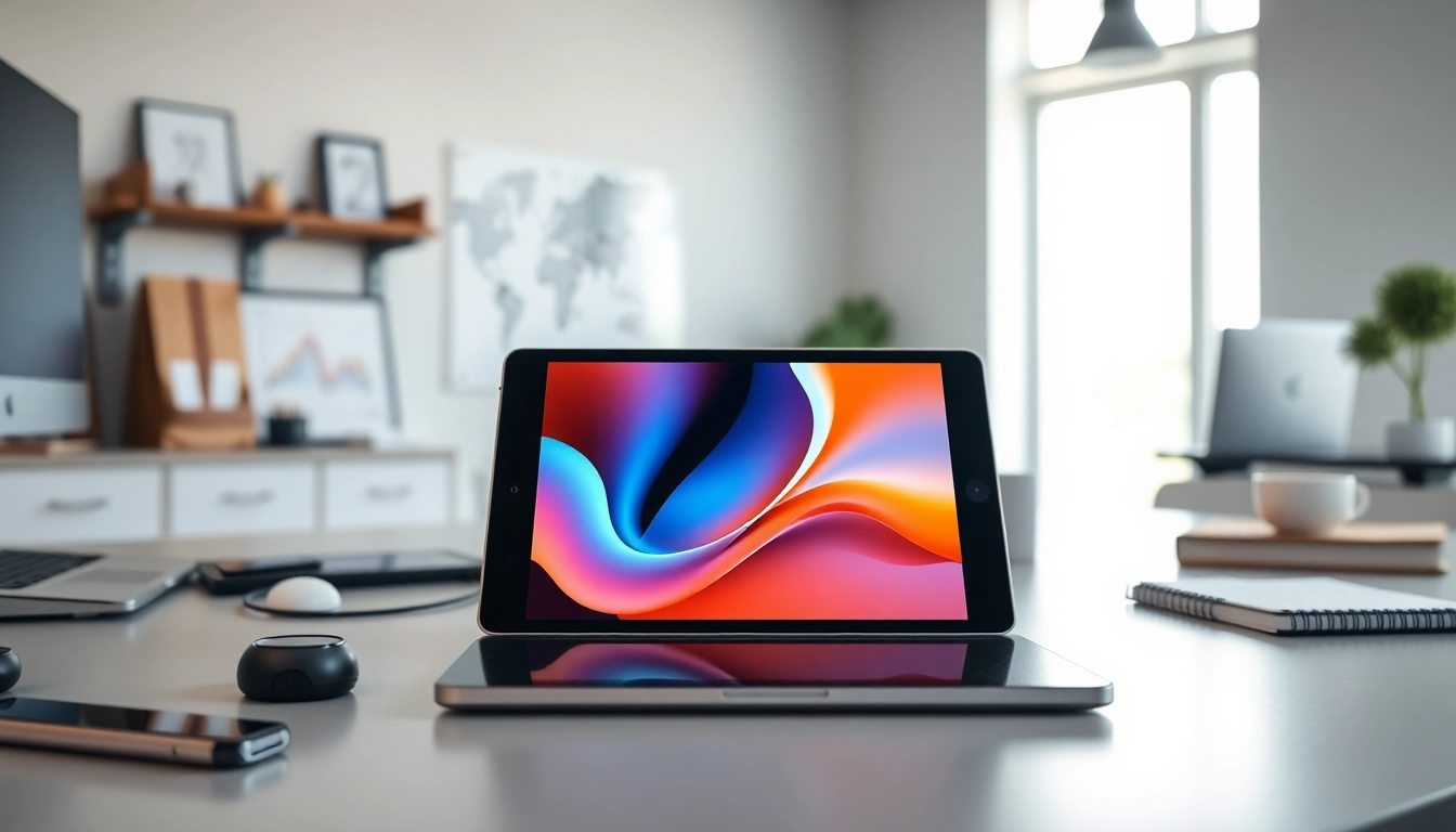 Buy iPad Pro showcased on a modern desk with tech accessories for engaging workspace.