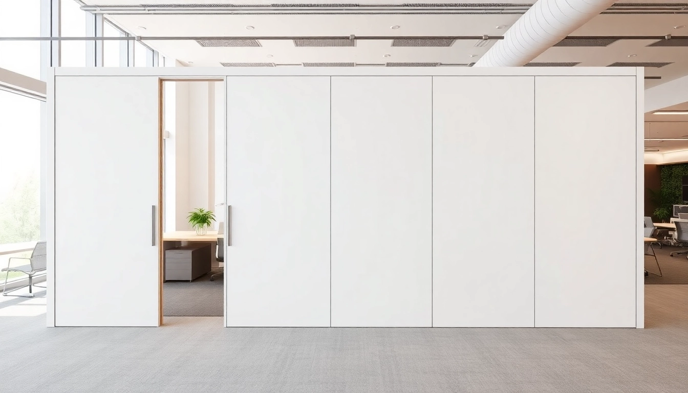 Showcase of a Folding Partition Wall elegantly dividing an office space.