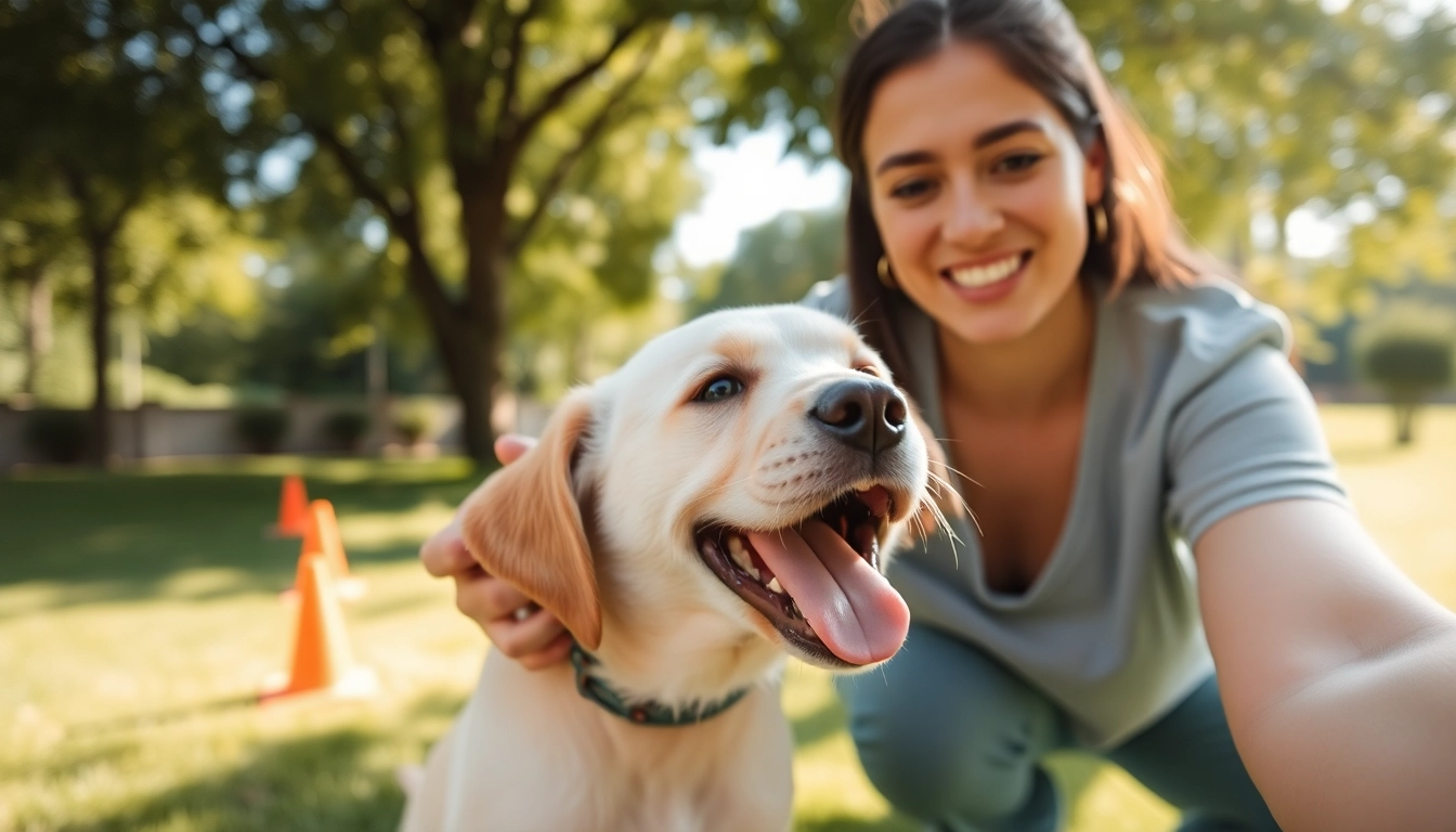 Engaging dog training session showcasing effective methods in Irvine, focused on a Labrador puppy.