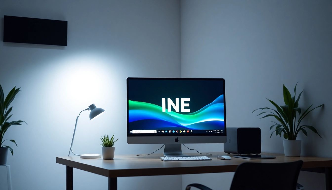 Access the LINE電腦版下載 through a sleek desktop setup with a vibrant workspace.