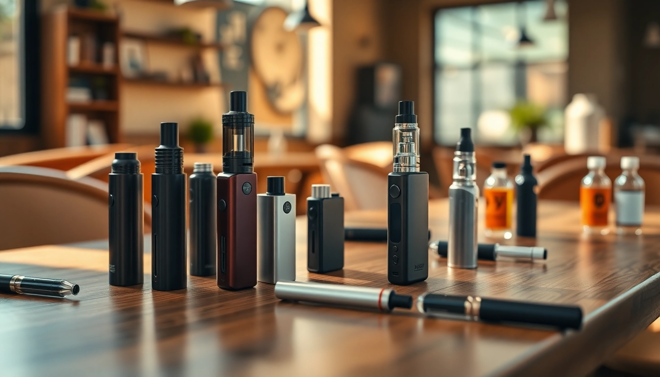 Reviewing the best disposable vape devices beautifully arranged on a wooden table.