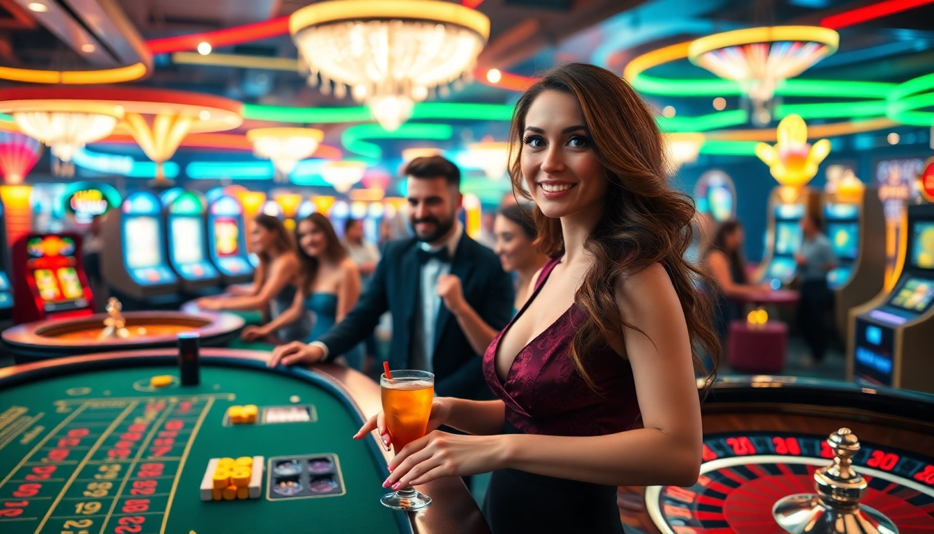 Engaging atmosphere of TPower casino with players and a dealer at a vibrant gaming table.