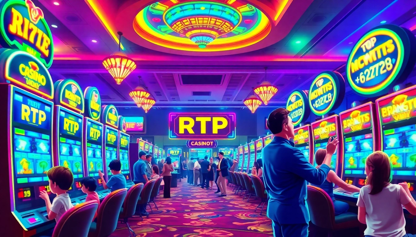 Mesin slot dengan batman138 rtp dan suasana kasino yang cerah