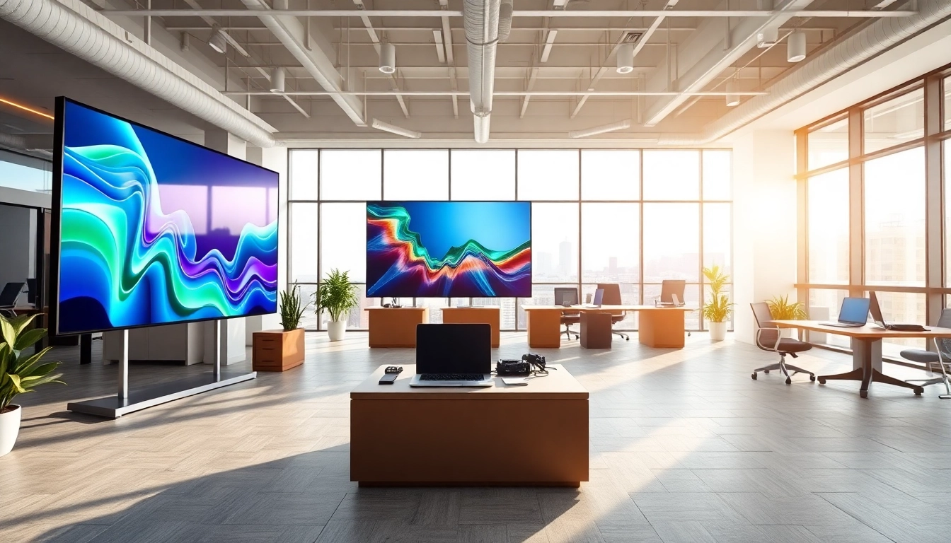 Engaging view of a Cloud-based digital signage solution in a professional office setup