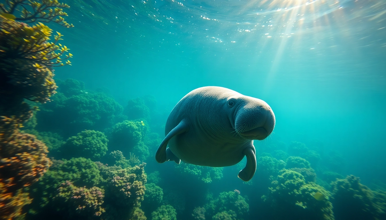 Manatees Puerto Rico swimming peacefully in bright waters featuring vibrant marine life.