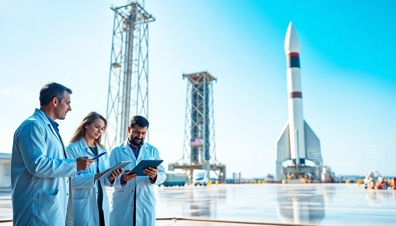 Engineers discuss data at Rocket Lab, showcasing revenue rocket lab's innovative aerospace technology.