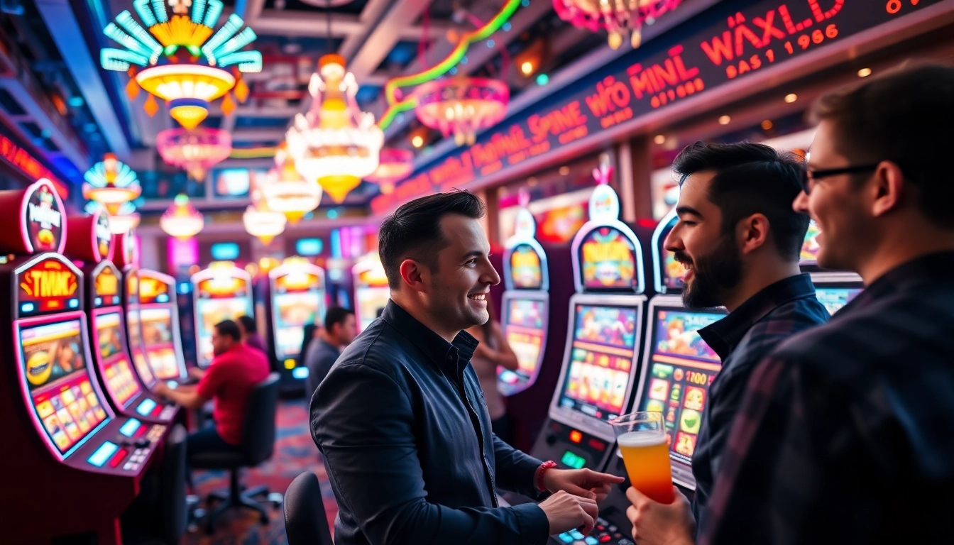 Main scene of judi slot online batman138 with players enjoying slots in a vibrant casino environment.