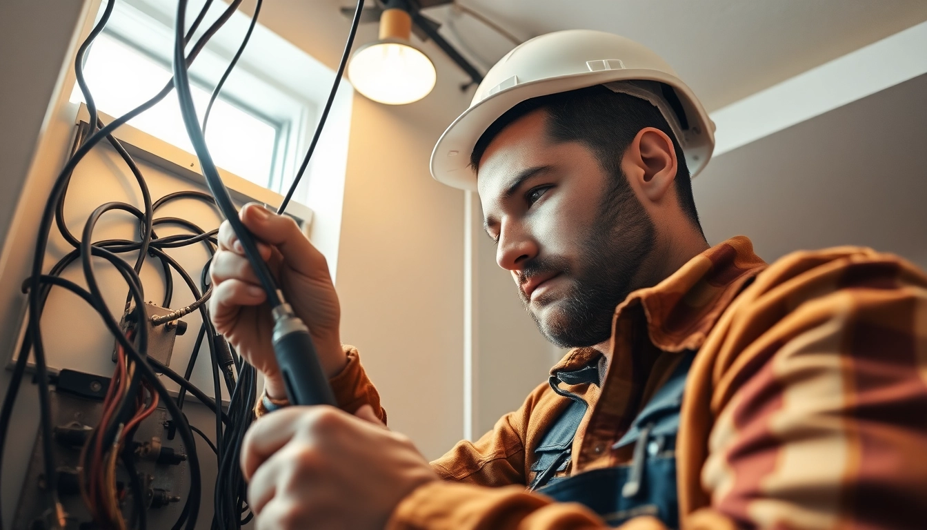 Electrician Clearwater working on detailed wiring in a modern residential setting.