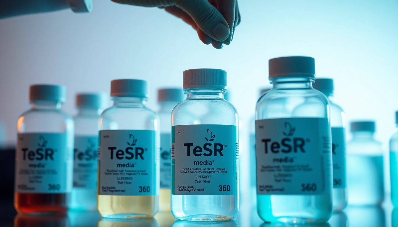All check: A researcher selects TeSR™ media, showcasing diverse feeder-free culture options in the lab.