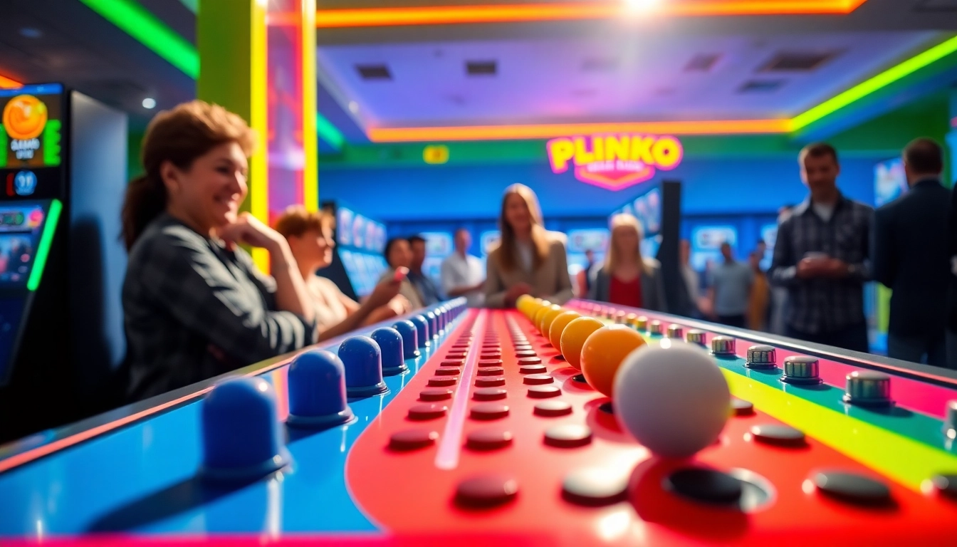 Rasakan sensasi permainan plinko slot yang menyenangkan dengan papan berwarna-warni dan bola yang siap dijatuhkan.
