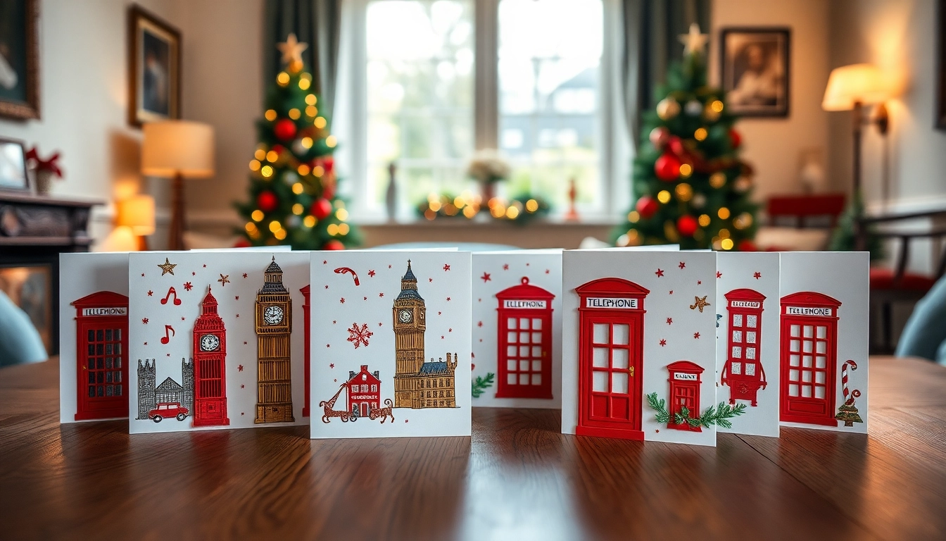 Creating handmade Christmas cards London with intricate designs showcasing festive London themes.