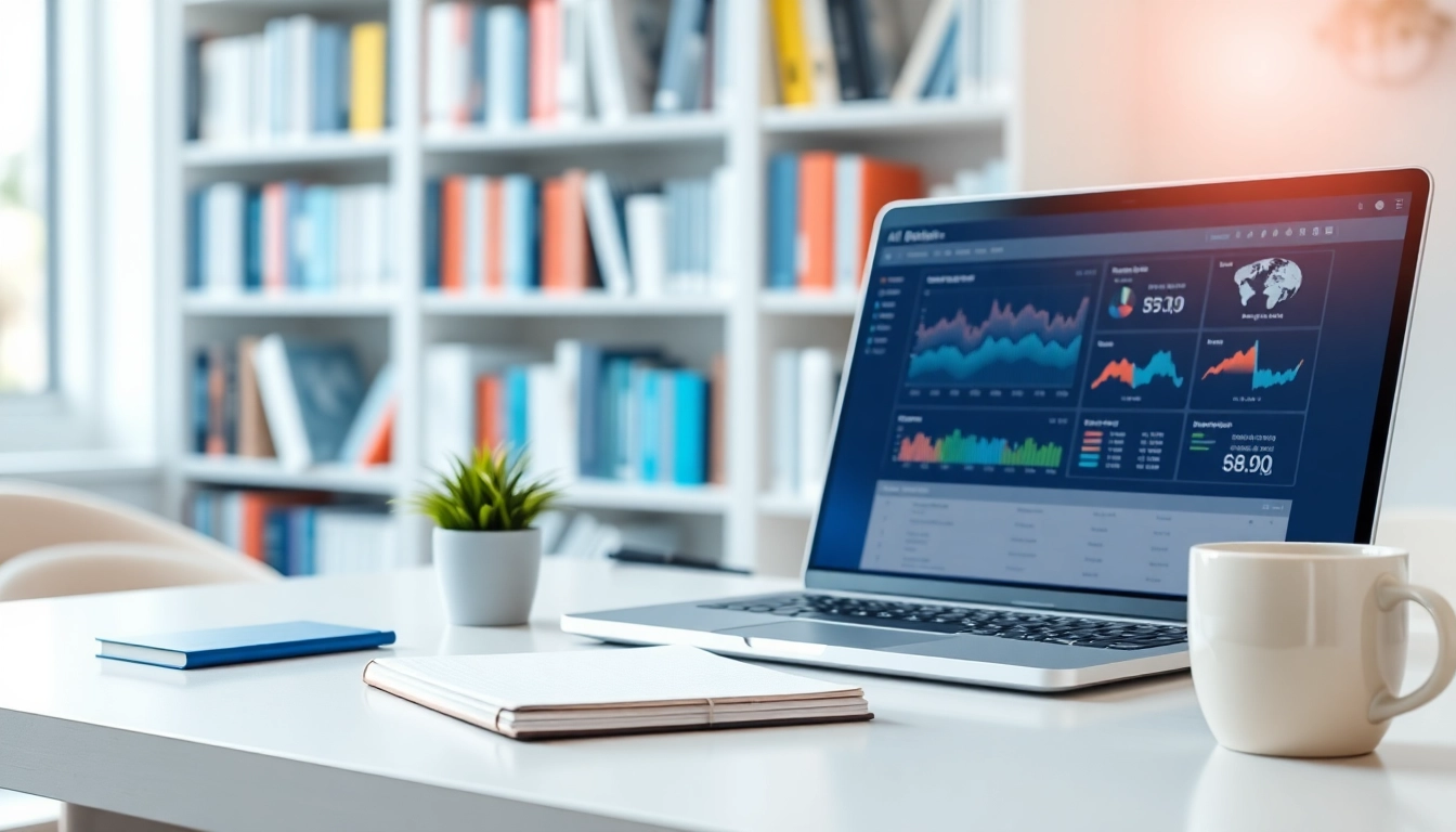 Analyze text with advanced ai detection tools on a modern desk setup featuring a laptop.
