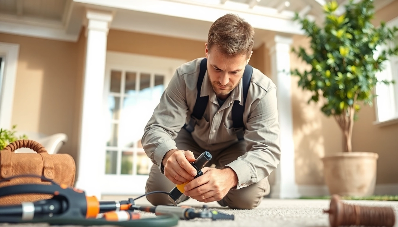 Implementing effective termite treatments by a skilled technician in a home setting.