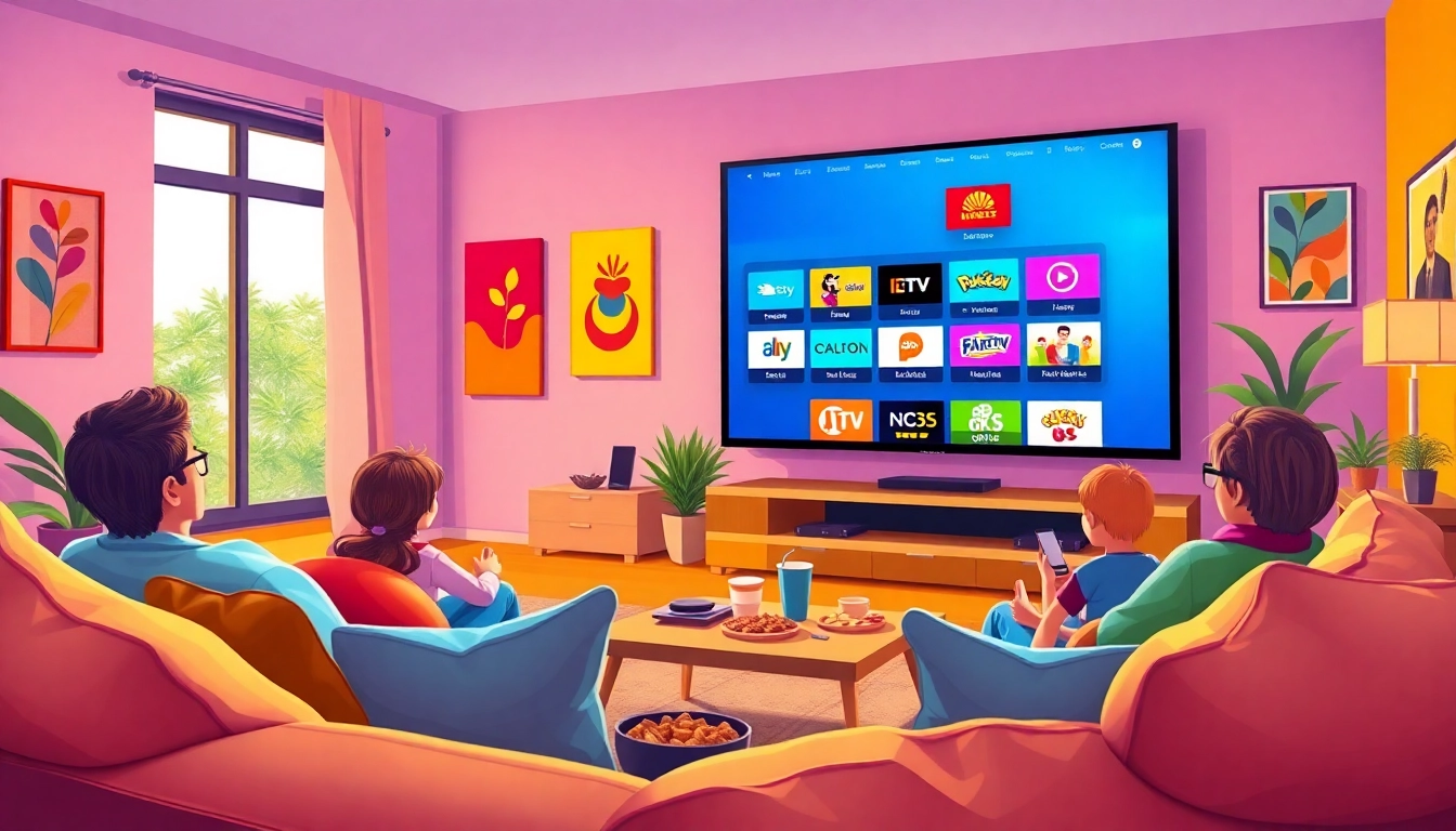 Comprar IPTV en una acogedora sala de estar moderna disfrutando de una noche de películas.