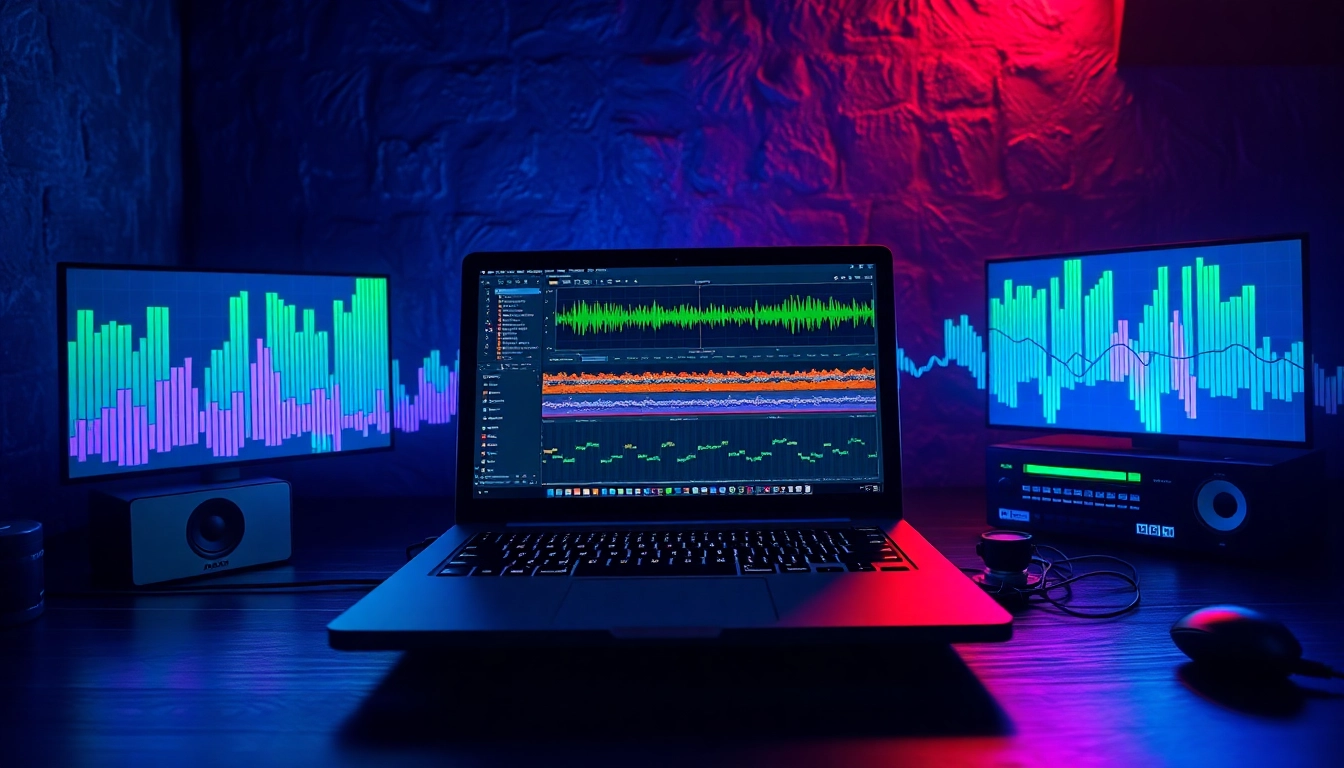 Crafting innovative sounds with UK Bass serum presets in a vibrant music production studio.